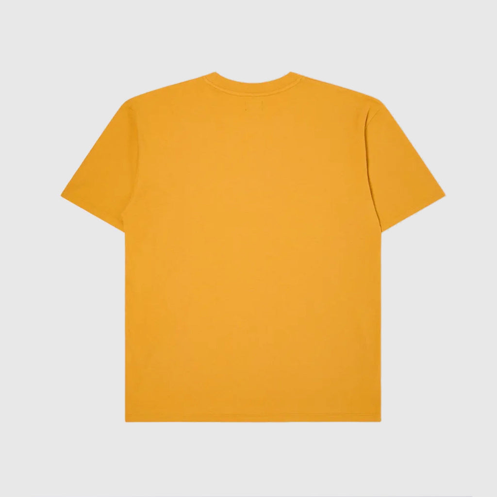 Edwin Katakana Embroidery Tee - Golden Yellow Ton In Ton Emb - Back