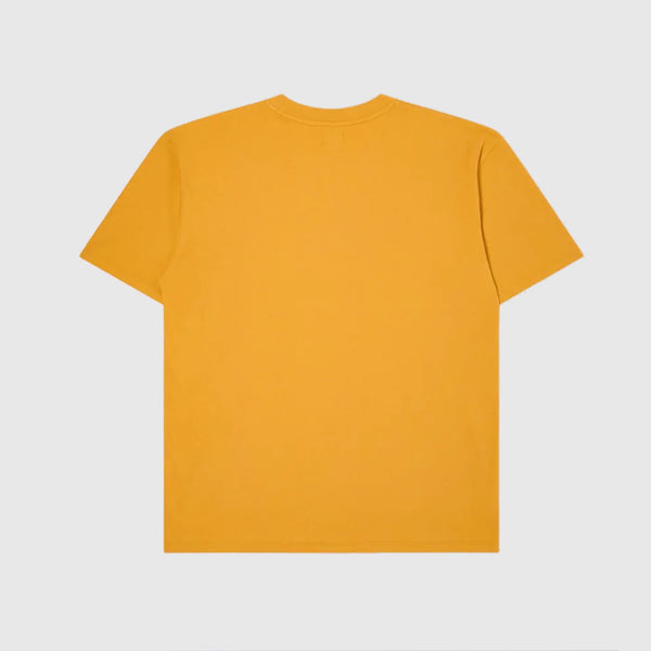 Edwin Katakana Embroidery Tee - Golden Yellow Ton In Ton Emb - Back