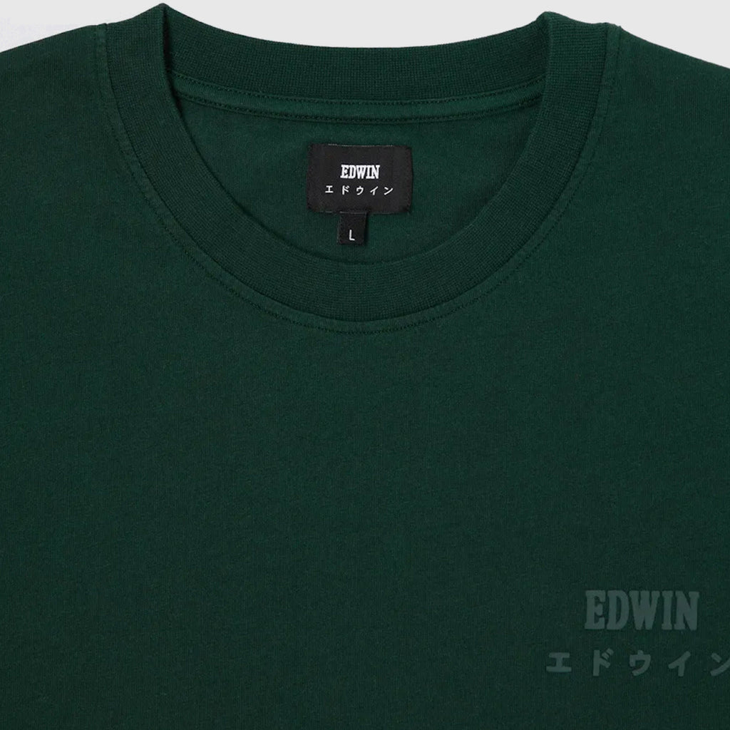 Edwin Logo Chest Tee - Pine Grove - Front Close Up