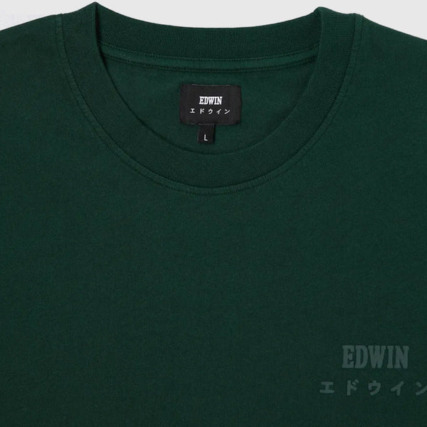 Edwin Logo Chest Tee - Pine Grove - Front Close Up