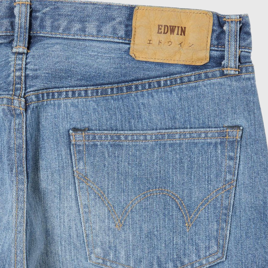 Edwin Regular Tapered Yoshiko Left Hand Denim Blue - Light Used - Close Up