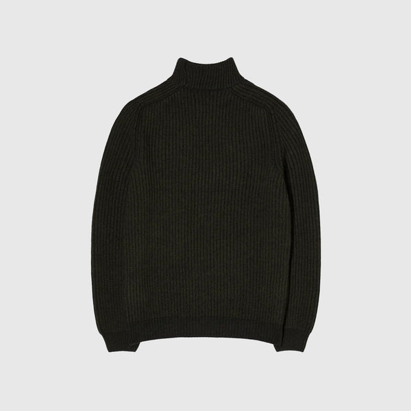 Edwin Roni High Collar Sweater Knit - Uniform Green Garment Washed - Back