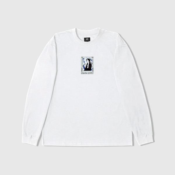Edwin Serene Fuji Tee LS - White Garment Dyed - Front