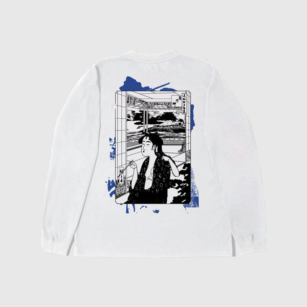Edwin Serene Fuji Tee LS - White Garment Dyed - Back