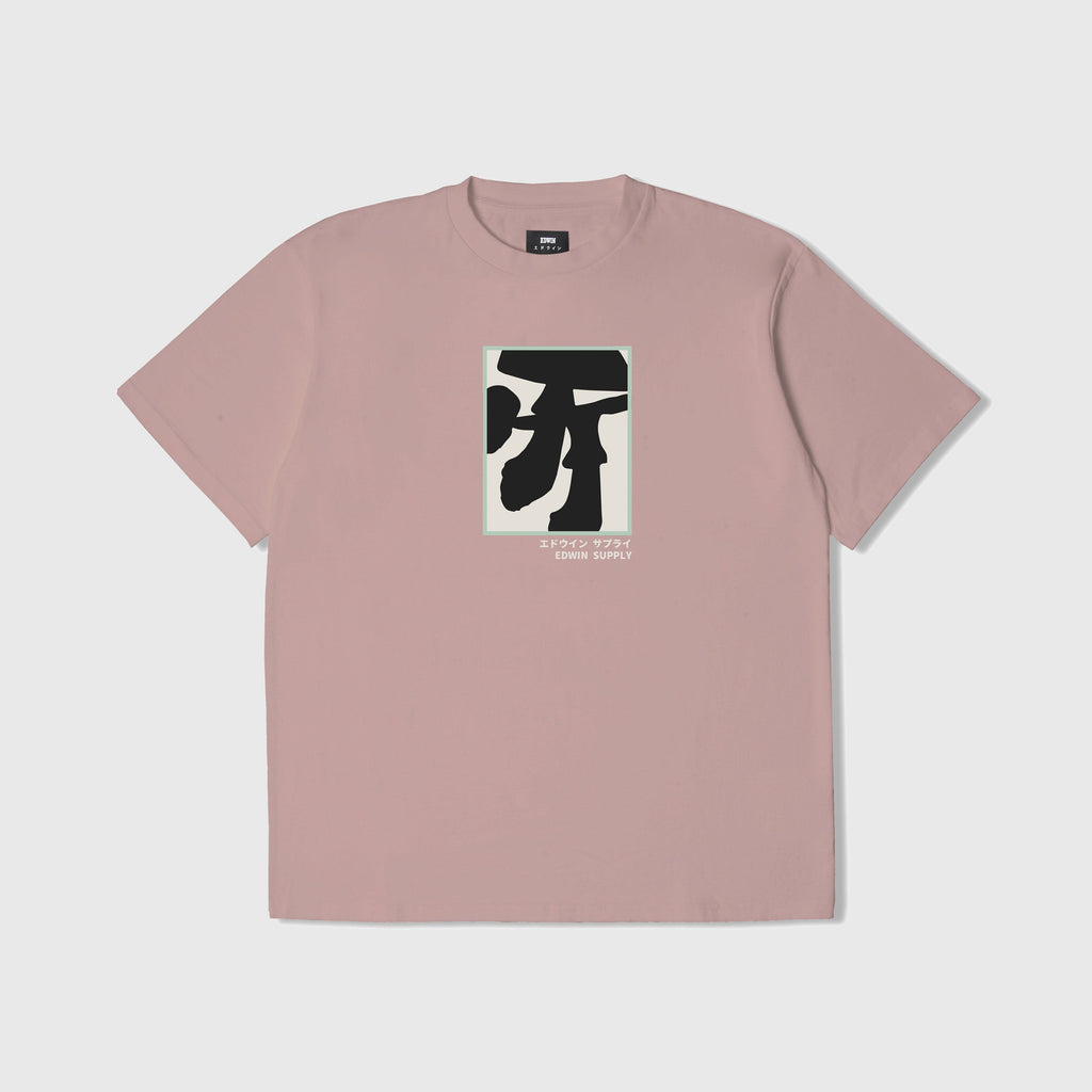 Edwin-Shrooms-TS-Dusty Rose Garment Washed - Front With Large Graphic Print