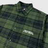 Edwin Sven Shirt Lined LS Mid Flannel - Brushed Ivy / Black Garment Washed - Front Close Up