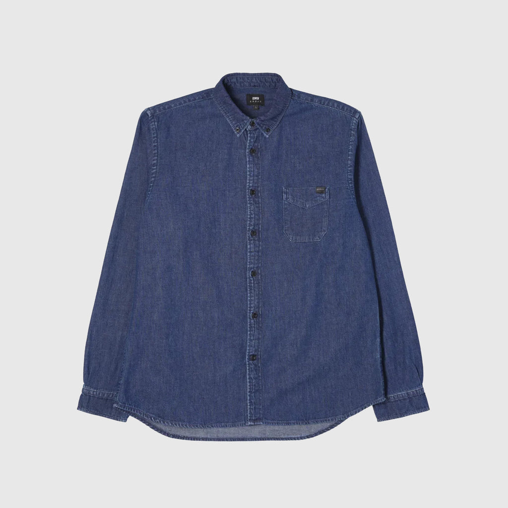 Edwin LS Standard Shirt - Blue Mid Stone Wash Front 