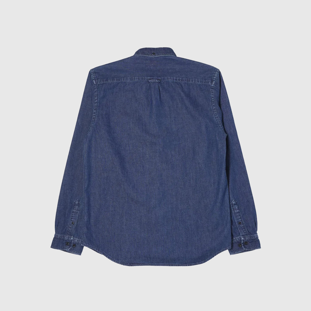 Edwin LS Standard Shirt - Blue Mid Stone Wash Back 