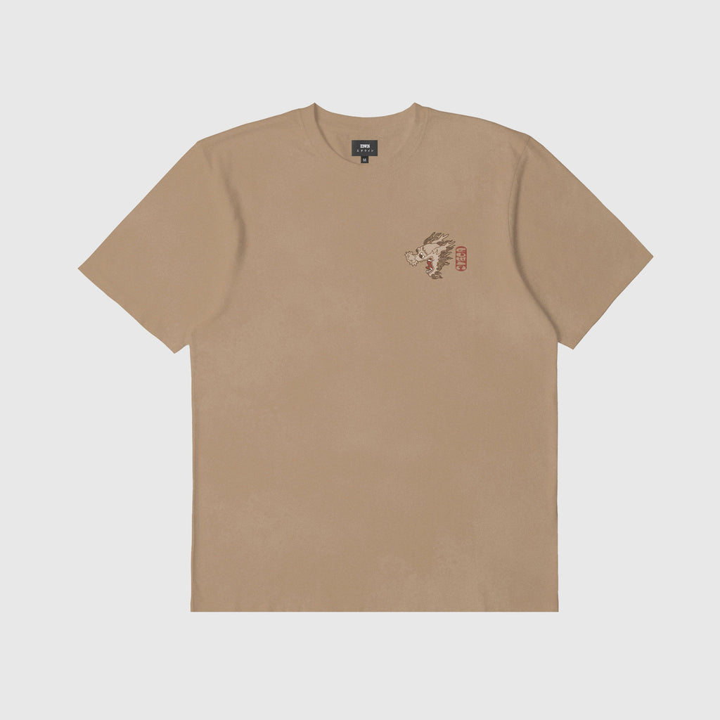 Edwin SS Dragon Tee - Rabbits Garment Dyed Front With Embroidered Graphic