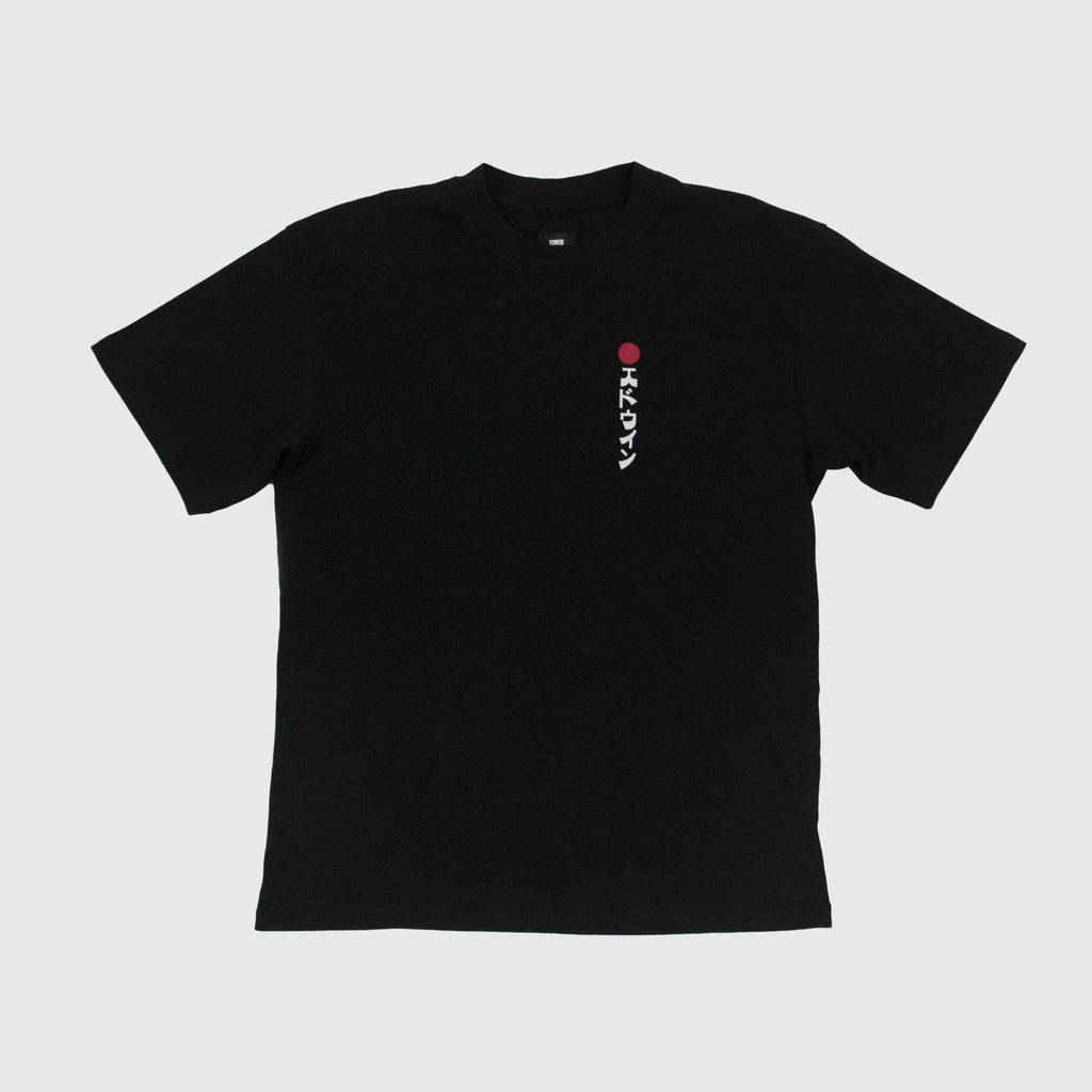 Edwin SS Kamifuji Tee - Black Garment Washed Front With Graphic