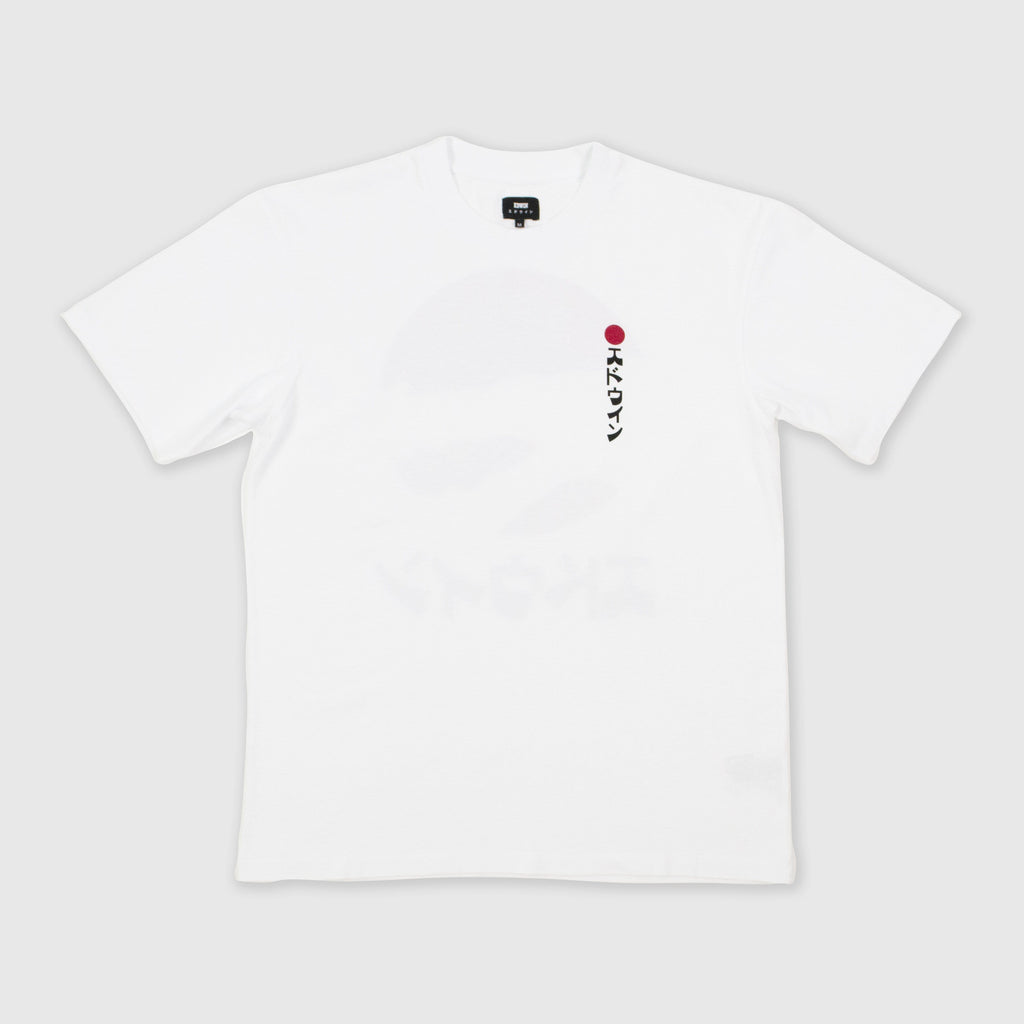 Edwin SS Kamifuji Tee - White Garment Washed Front With Graphic 