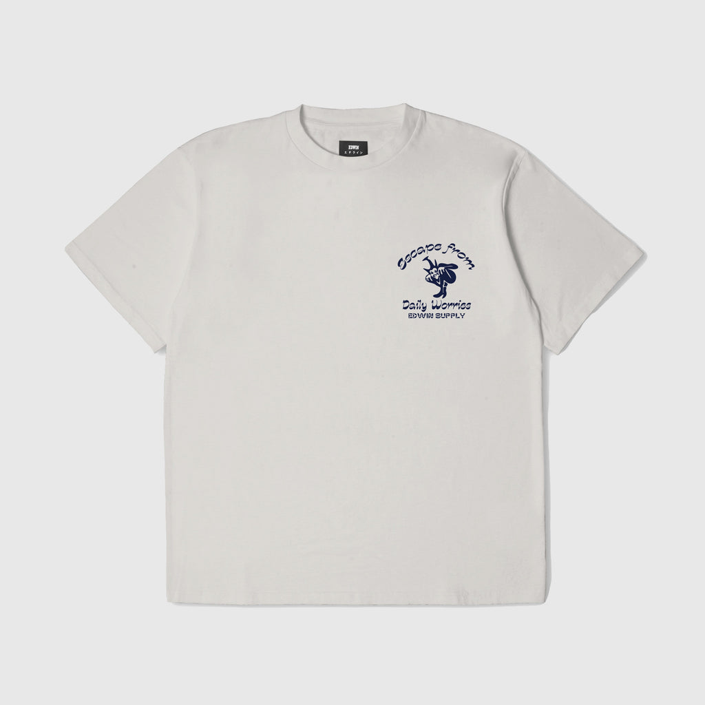 Edwin SS Keep It Surreal Tee - Silver Grey Garment Washed Front With Chest Graphic