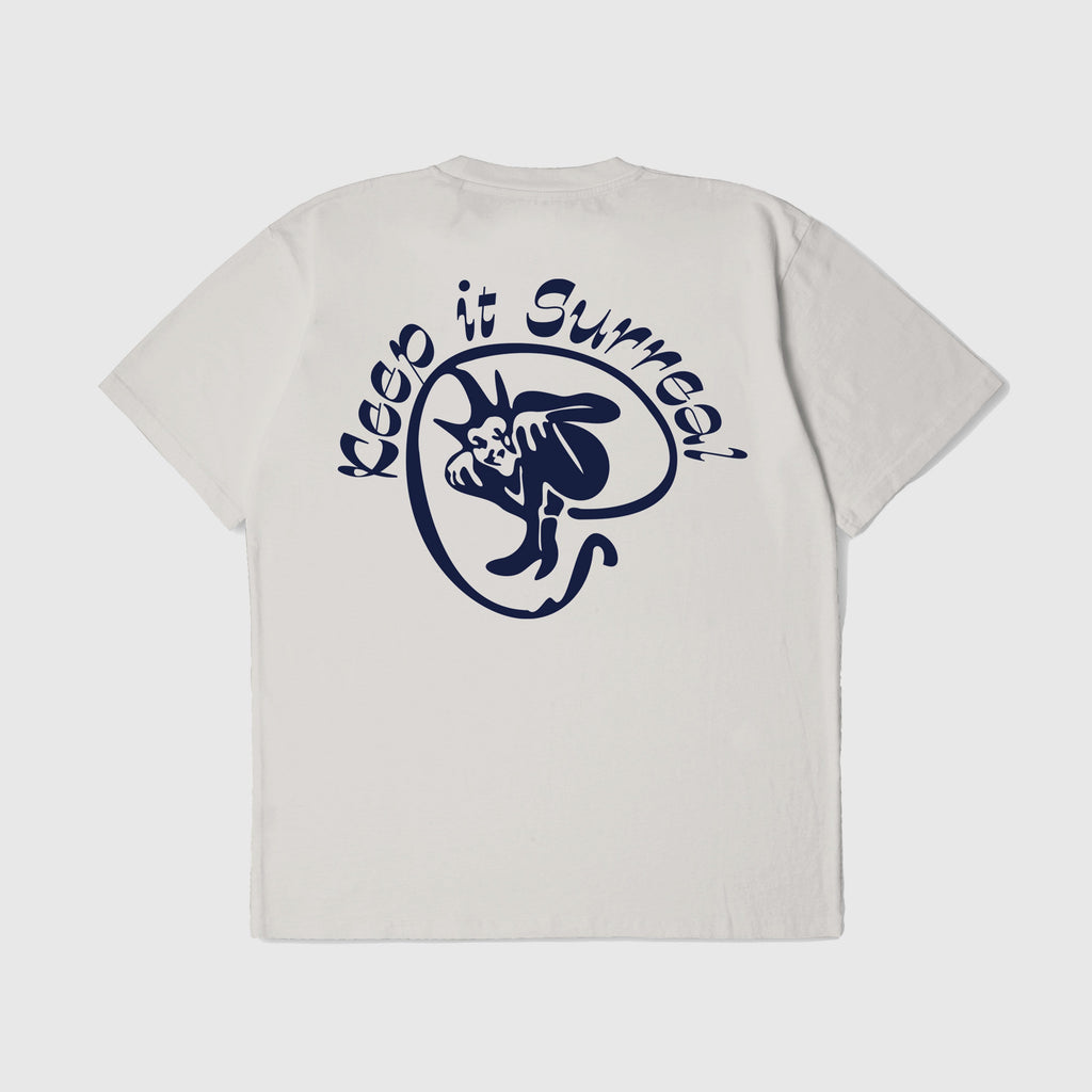 Edwin SS Keep It Surreal Tee - Silver Grey Garment Washed Back With Large Graphic