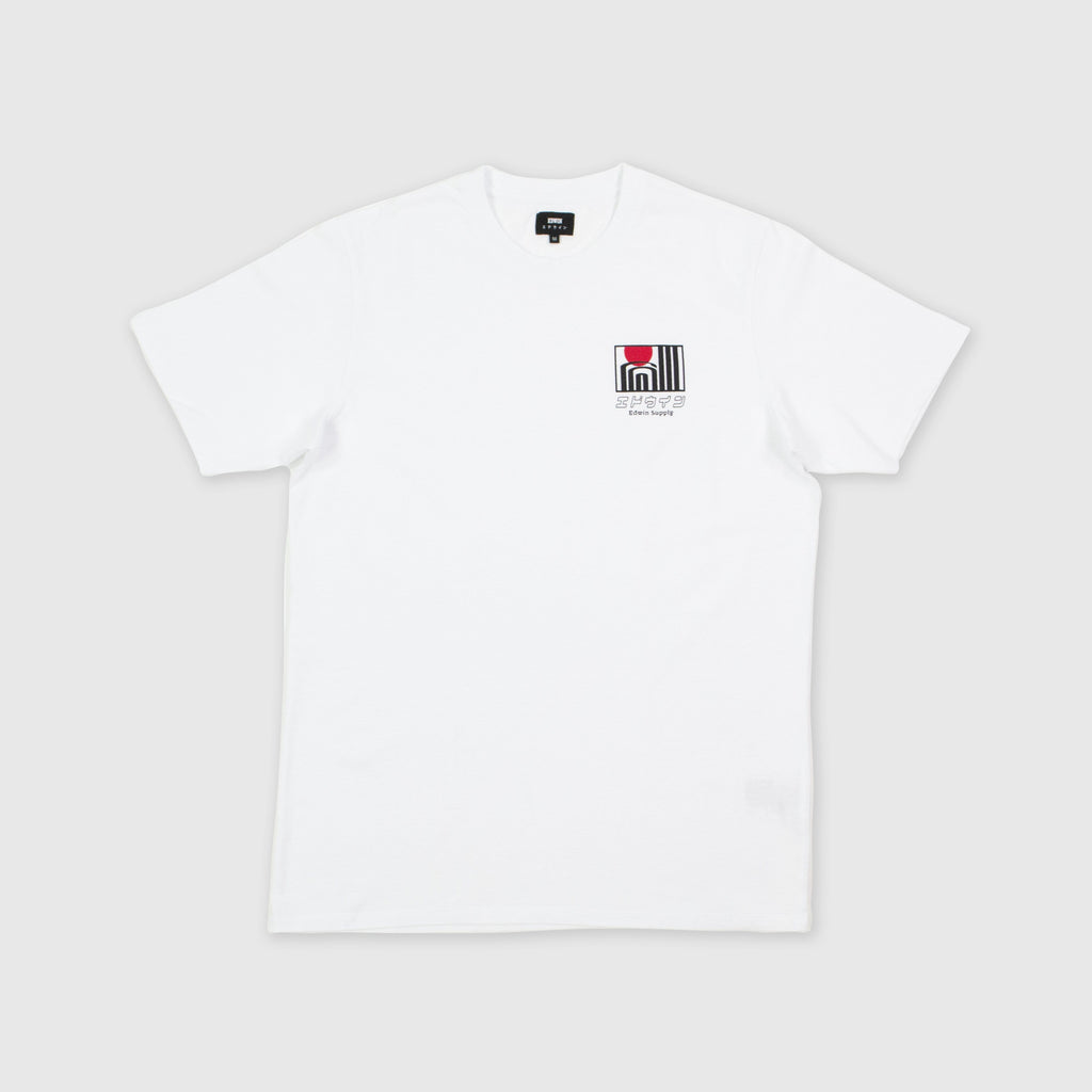 Edwin SS Sun Buildings Tee - White Garment Washed Front