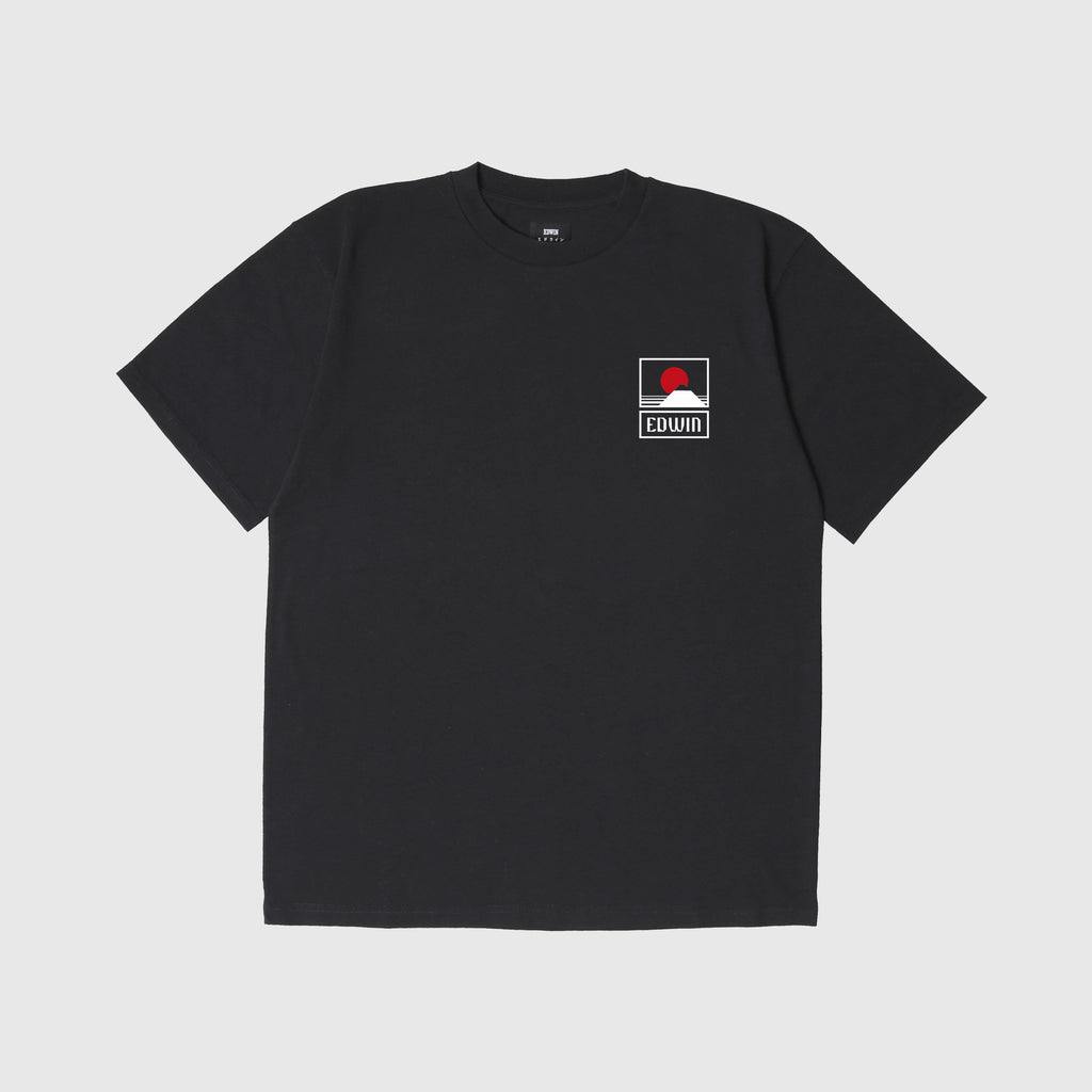 Edwin SS Sunset On Mt Fuji Tee - Black Garment Washed Front