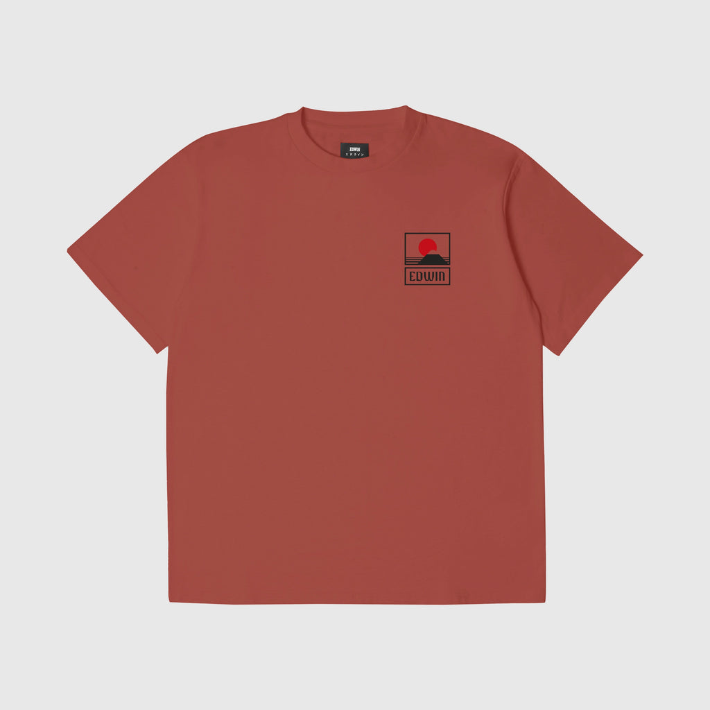 Edwin SS Sunset On Mt Fuji Tee - Burnished Sunset Front