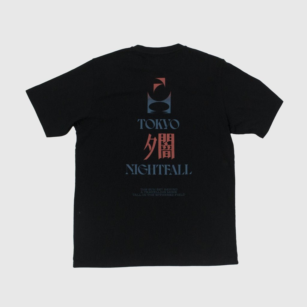 Edwin SS Tokyo Nightfall Tee - Black Garment Washed Back With Large Graphic