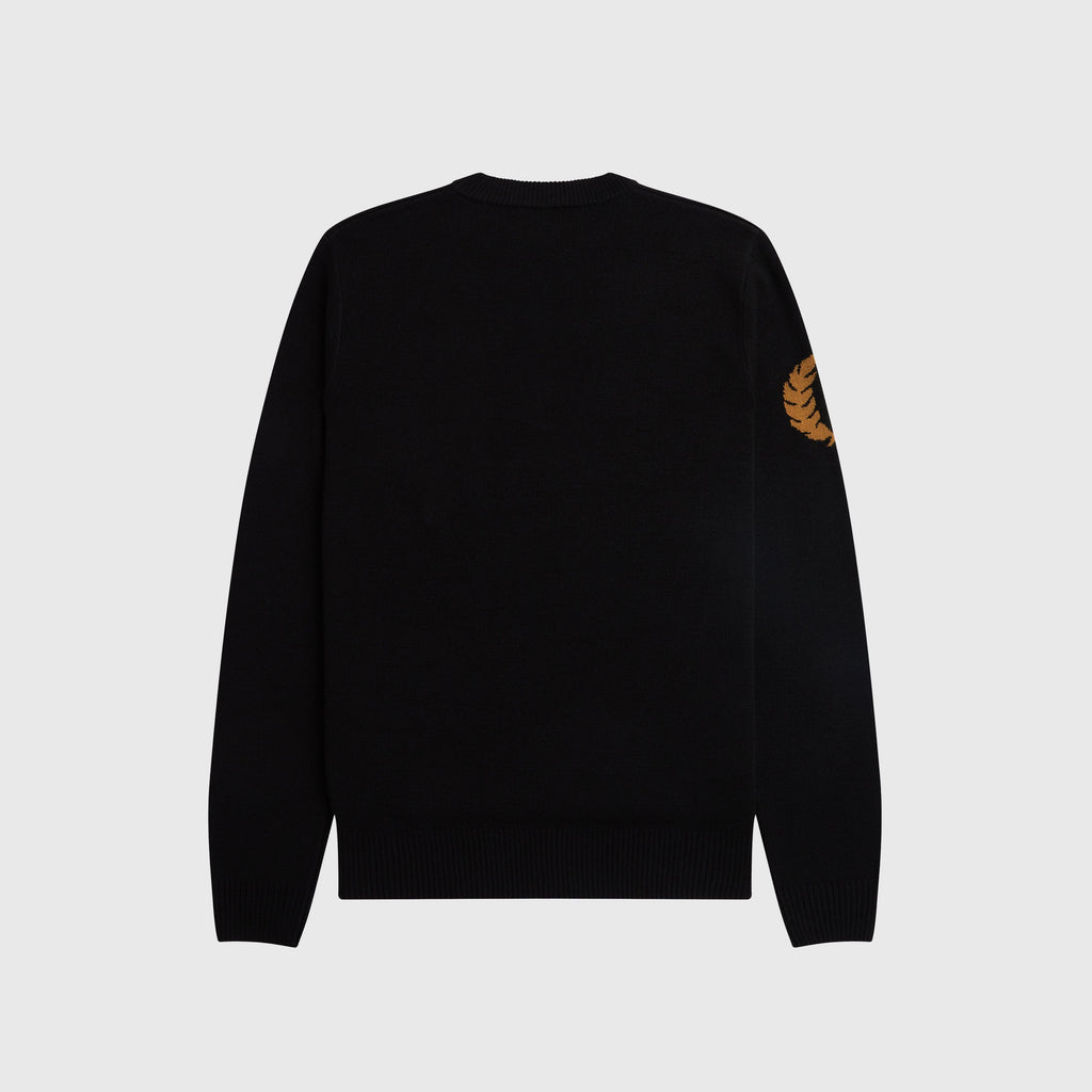 Fred Perry Laurel Wreath Crew Jumper - Black - Back