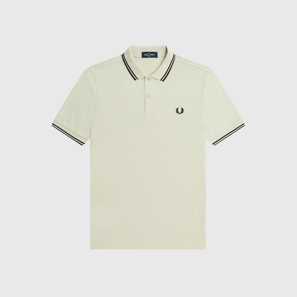 Fred Perry Twin Tipped Fred Perry Shirt - Ecru / Uniform Green - Front
