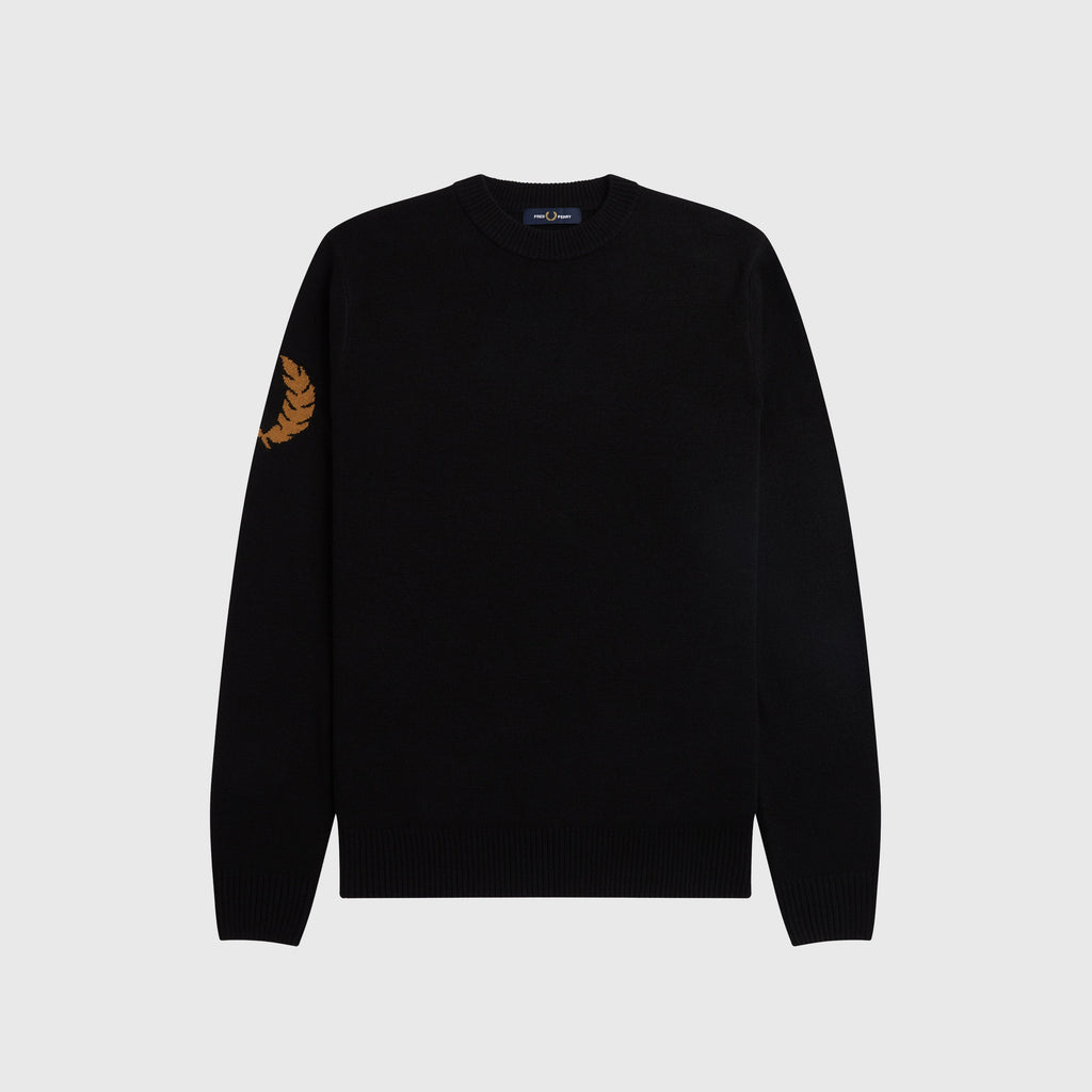 Fred Perry Laurel Wreath Crew Jumper - Black - Front