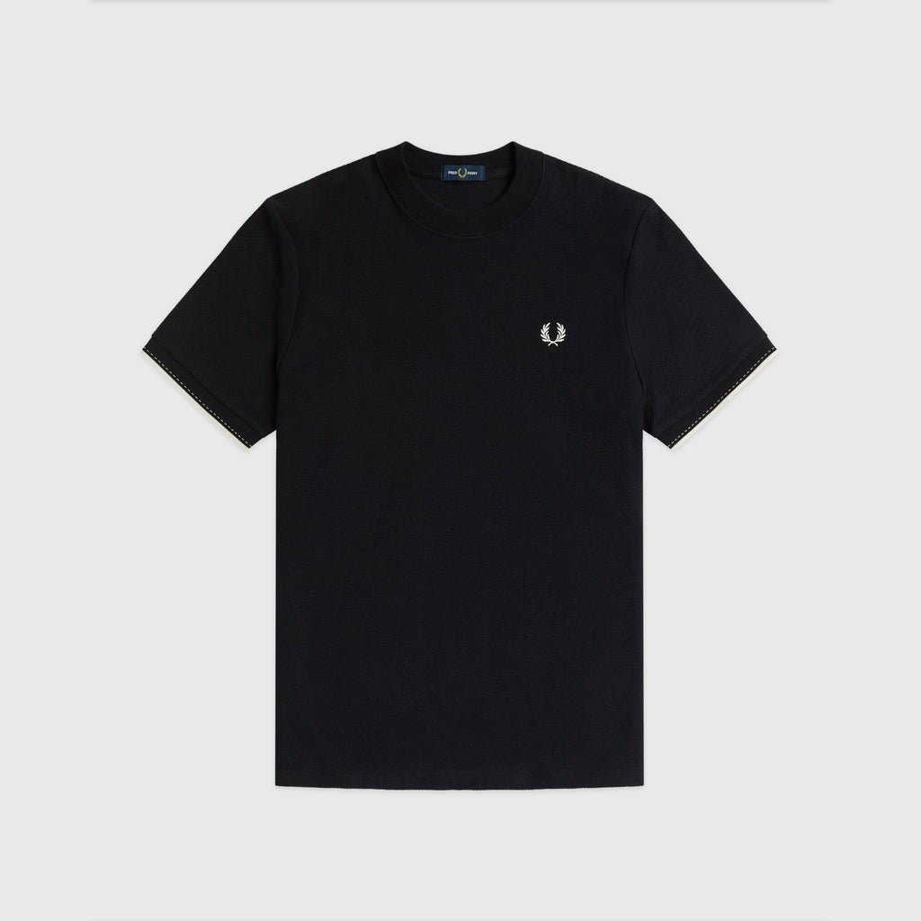 Fred Perry Broken Tipped Pique Tee - Black - Front