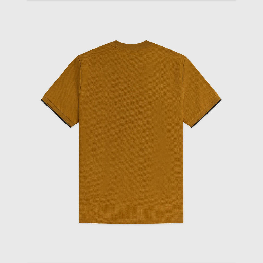 Fred Perry Broken Tipped Pique Tee - Dark Caramel - Back