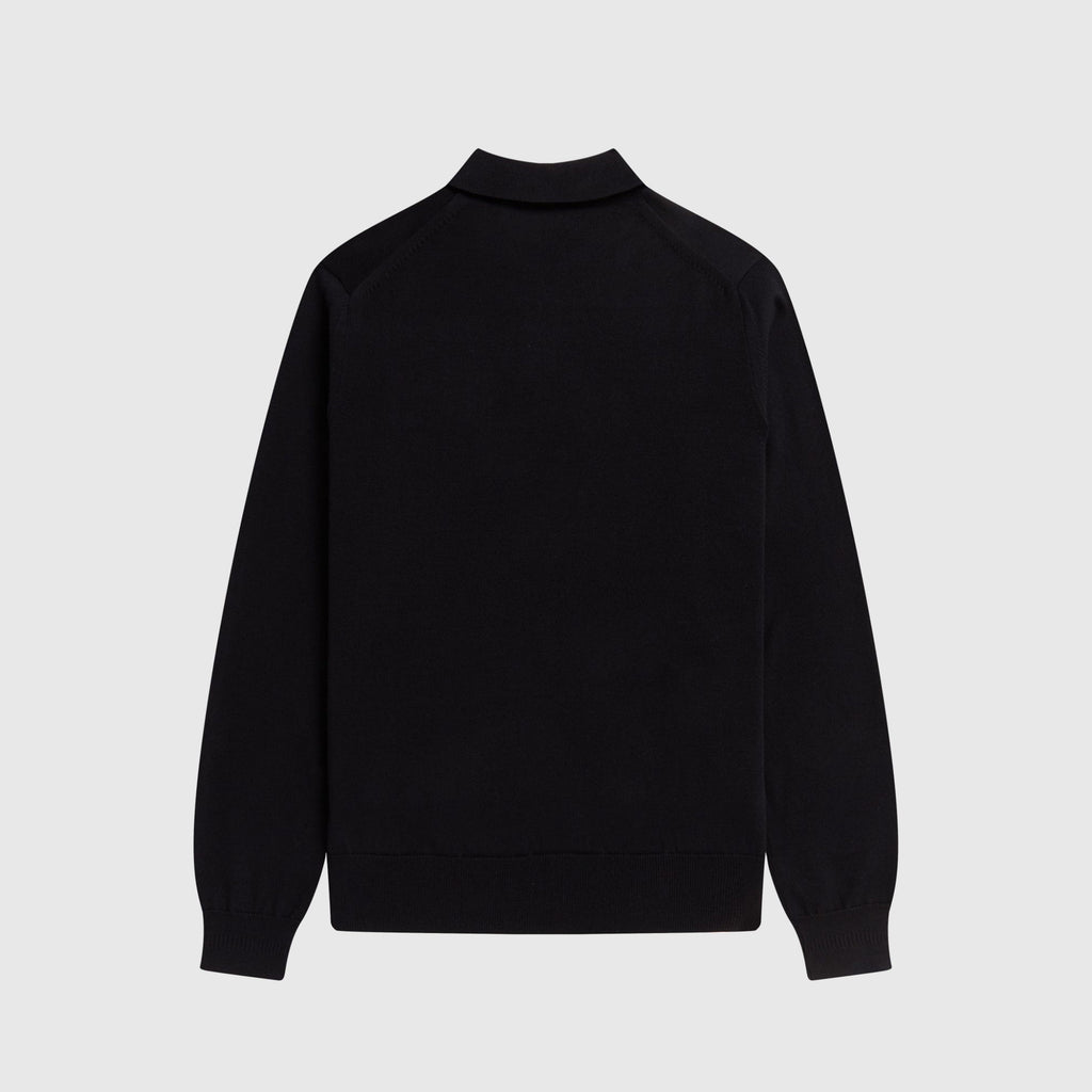 Fred Perry Classic Knitted Shirt - Black - Back