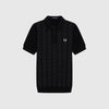 Fred Perry Contrast Stitch Knitted Shirt - Black - Front