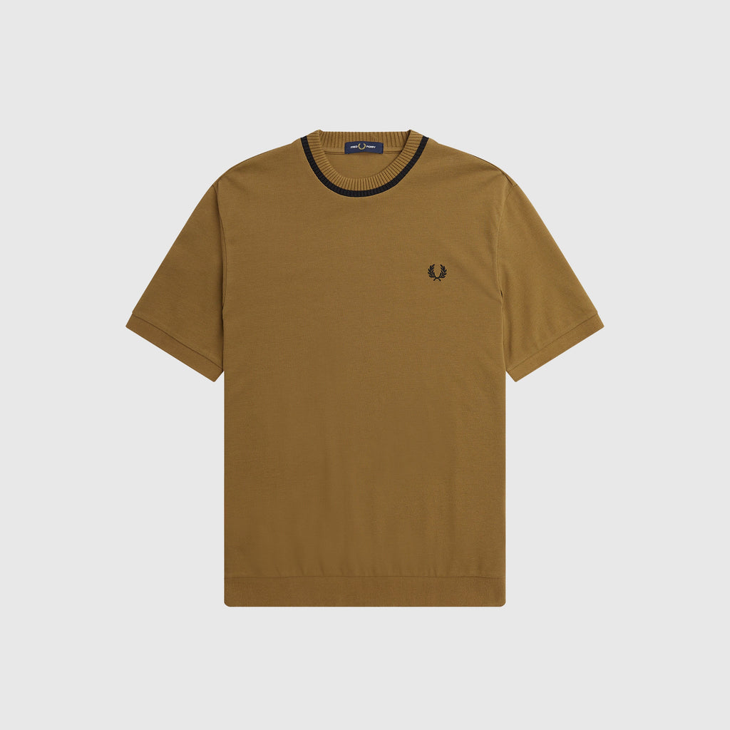 Fred Perry Crewneck Pique T-Shirt - Shaded Stone - Front