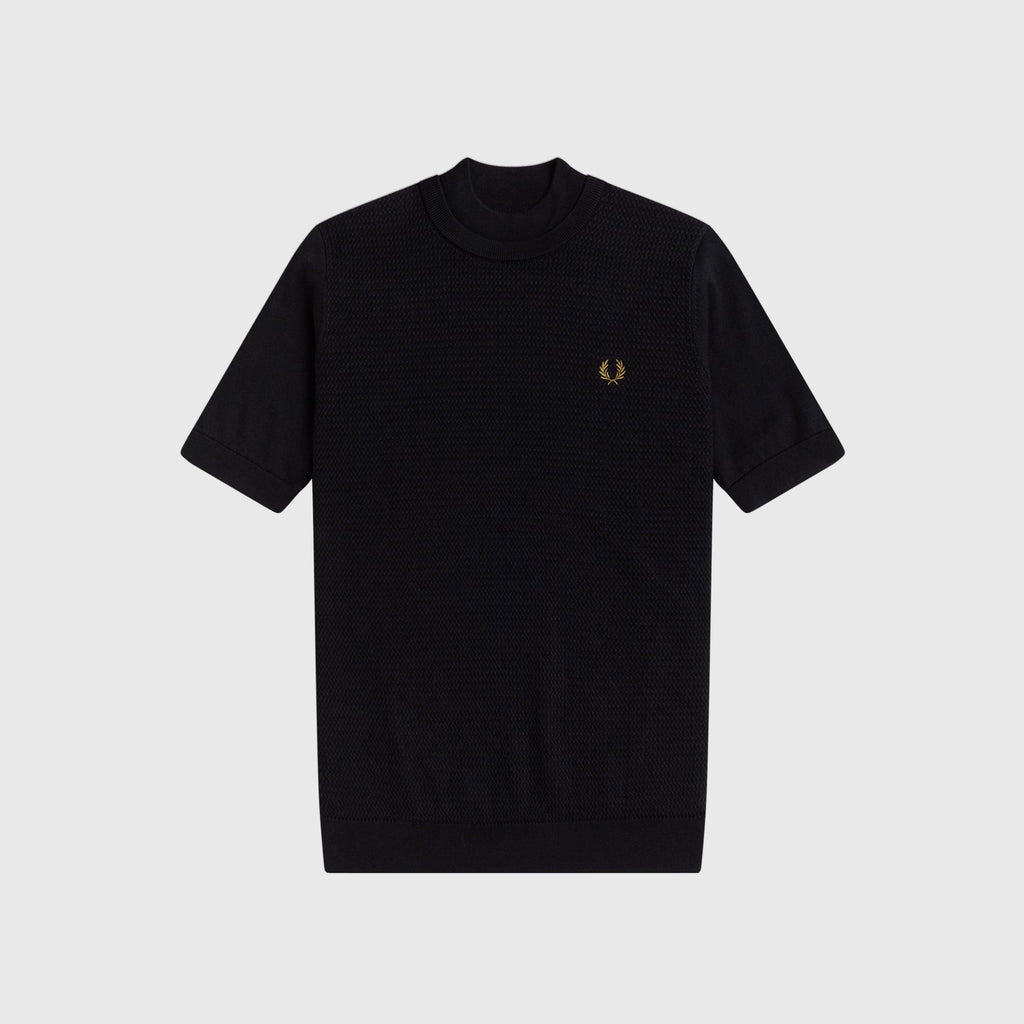 Fred Perry Double Trim Knitted TS - Black - Front