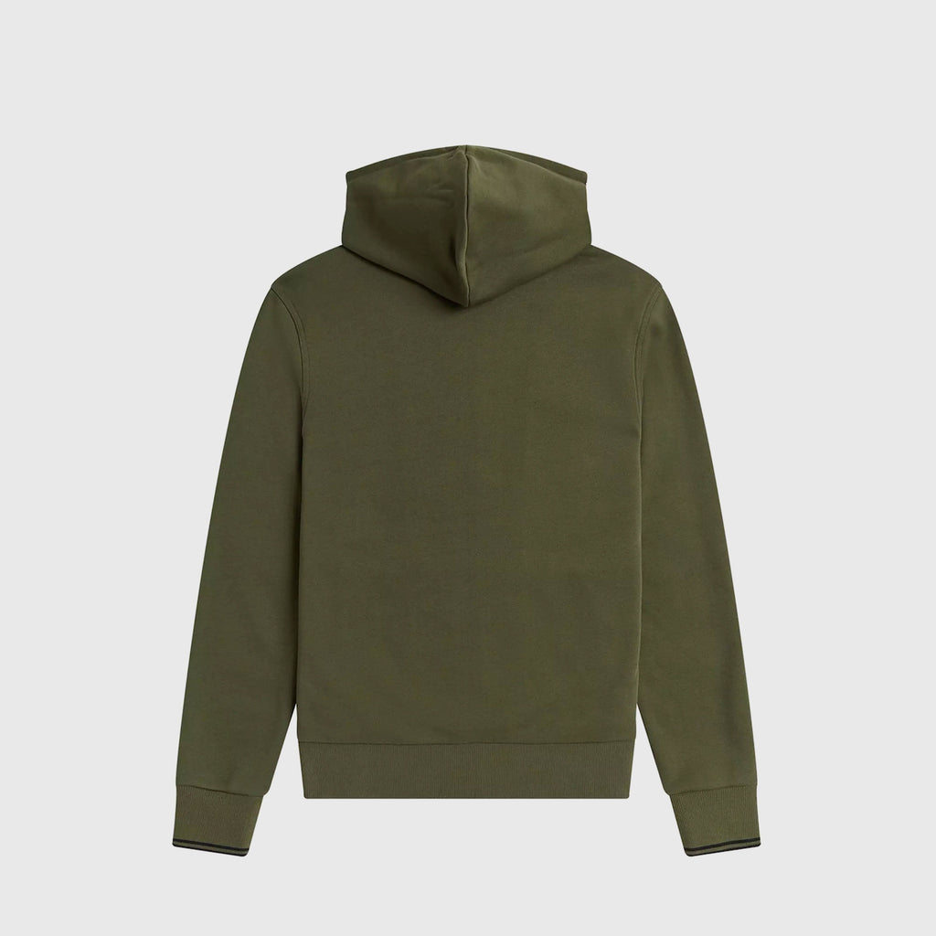 Fred Perry Hooded Zip Through Sweat Shirt - Military Green - Back