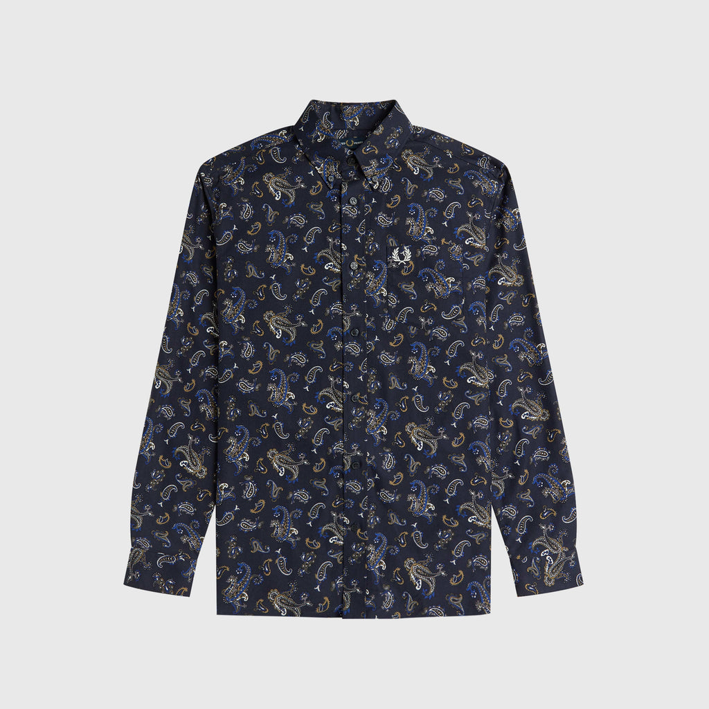 Fred Perry Paisley Print Shirt - Navy - Front