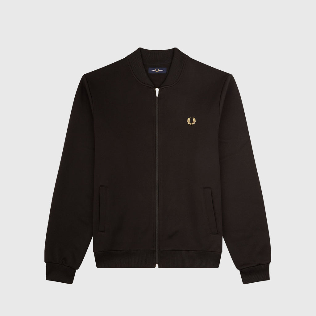 Fred Perry Pique Texture Track Jacket - Black - Front