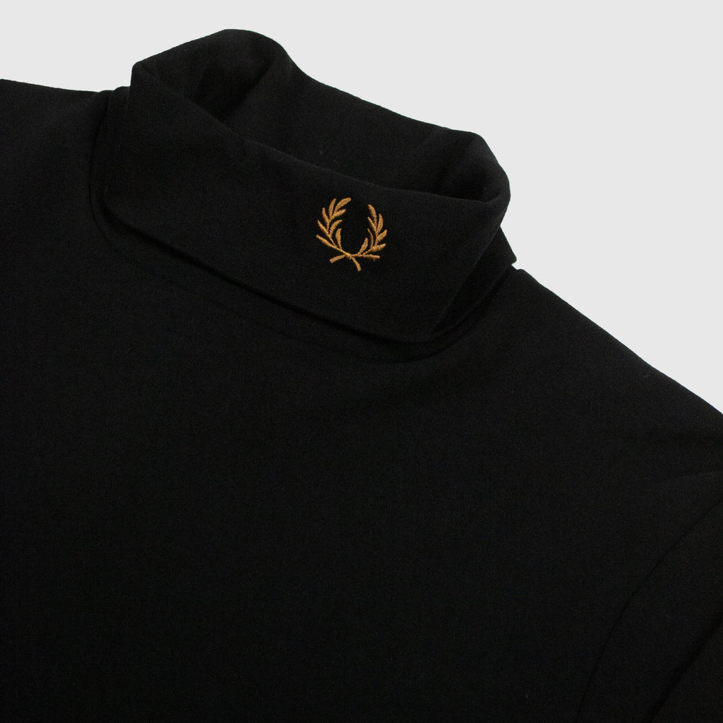 Fred Perry Roll Neck Top - Black - Front Close Up