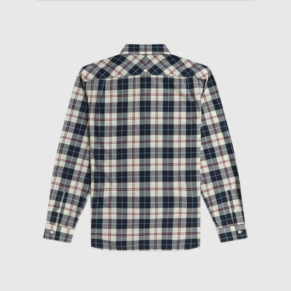 Fred Perry Tartan Long Sleeve Shirt - Ecru - Back