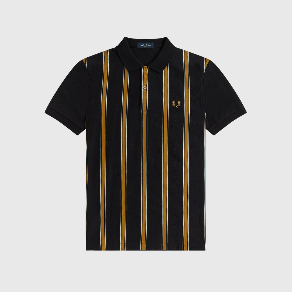 Fred Perry Textured Stripe Polo Shirt - BlackFred Perry Textured Stripe Polo Shirt - Black - Front