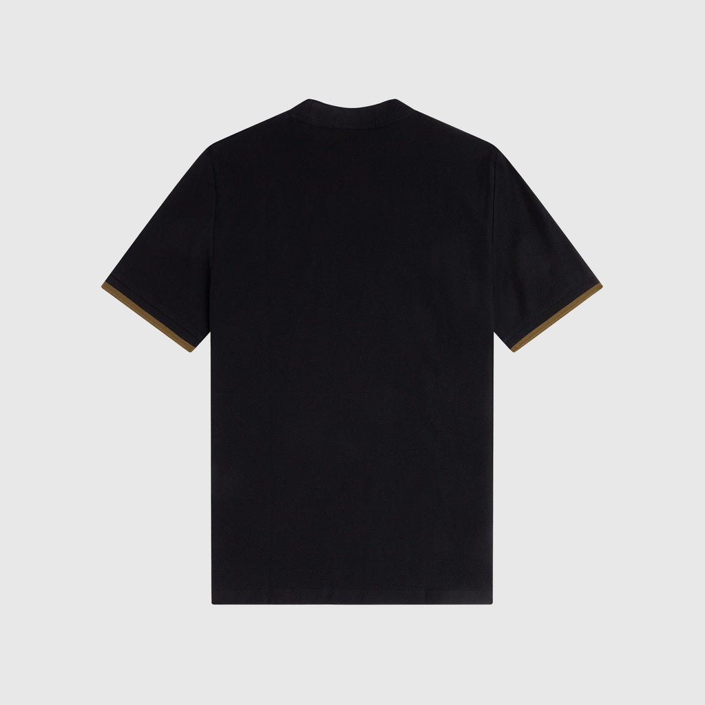 Fred Perry Tipped Cuff Pique Shirt - Black - Back