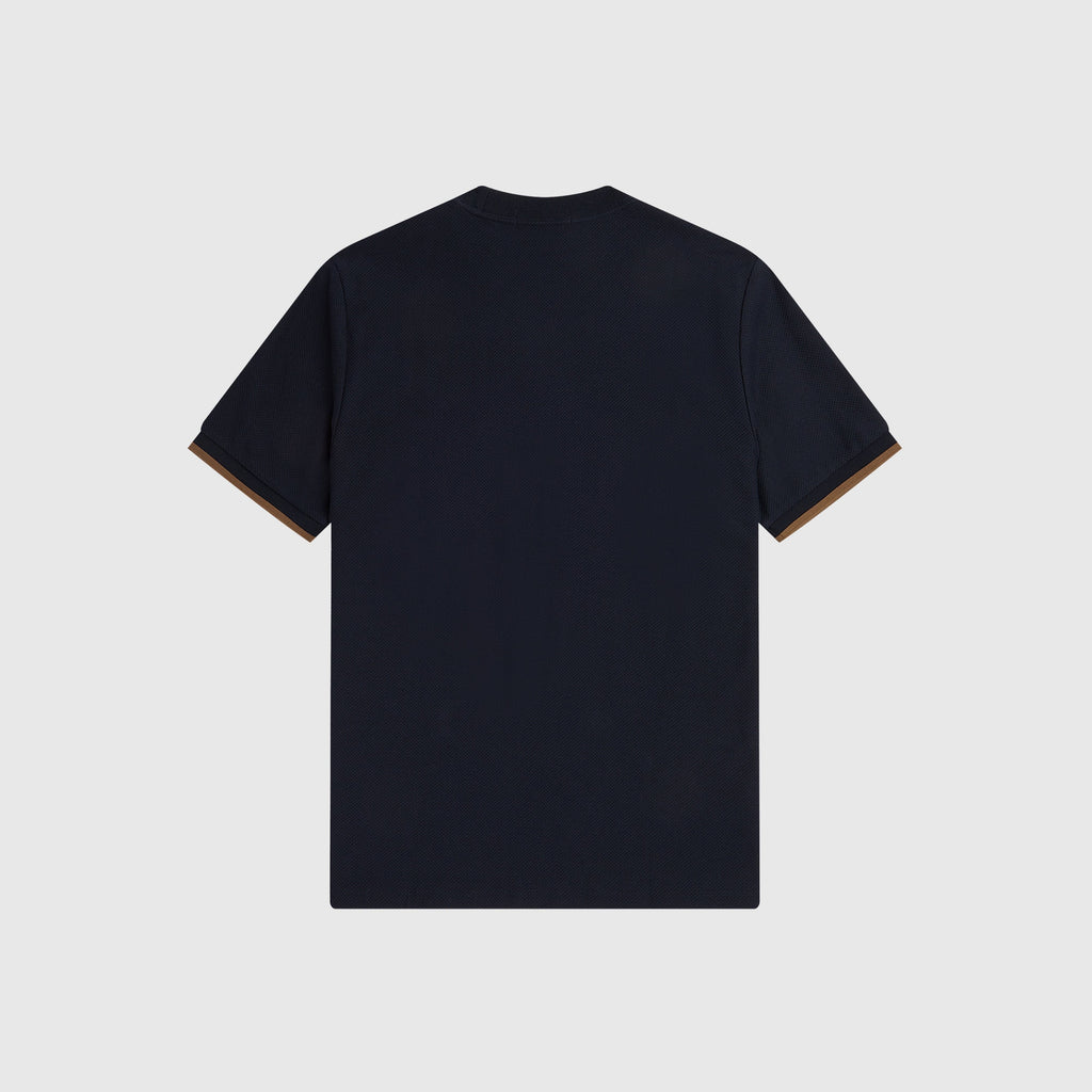 Fred Perry Tipped Cuff Pique Shirt - Navy - Back