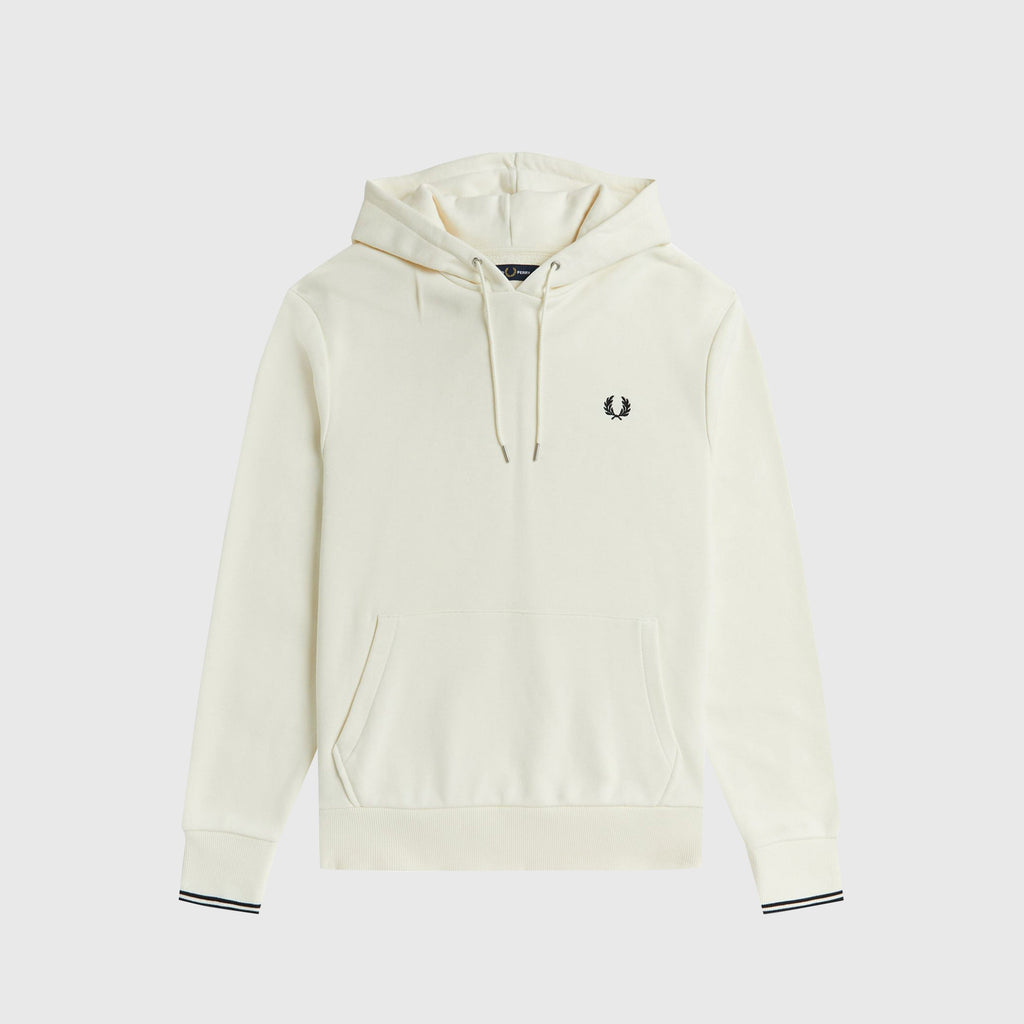 Fred Perry Tipped Hooded Sweatshirt - Ecru - Front