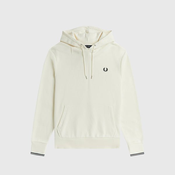 Fred Perry Tipped Hooded Sweatshirt - Ecru - Front