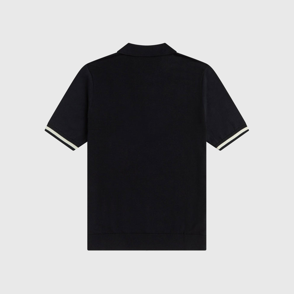  Fred Perry Tipping Texture Knitted Shirt - Black - Back