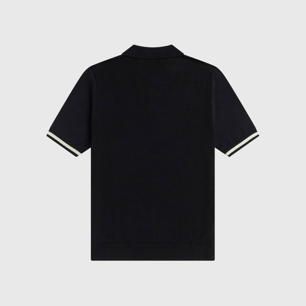  Fred Perry Tipping Texture Knitted Shirt - Black - Back