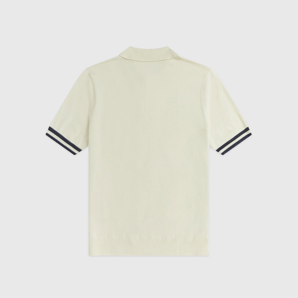 Fred Perry Tipping Texture Knitted Shirt - Ecru - Back