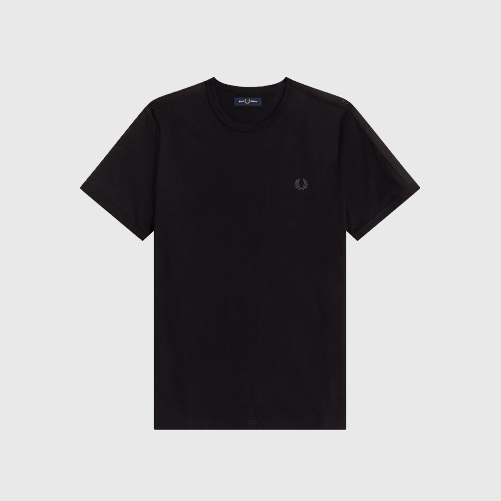 Fred Perry Tonal Tape Ringer T Shirt - Black - Front