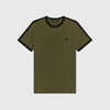Fred Perry Tonal Tape Ringer T Shirt - Military Green - Front
