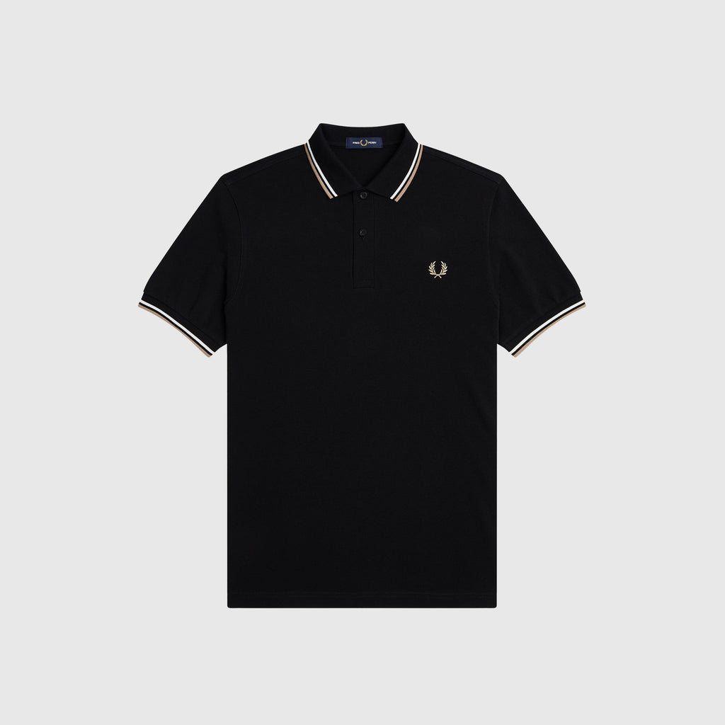 Fred Perry Twin Tipped Fred Perry Shirt - Black / Snow White / Warm Stone - Front