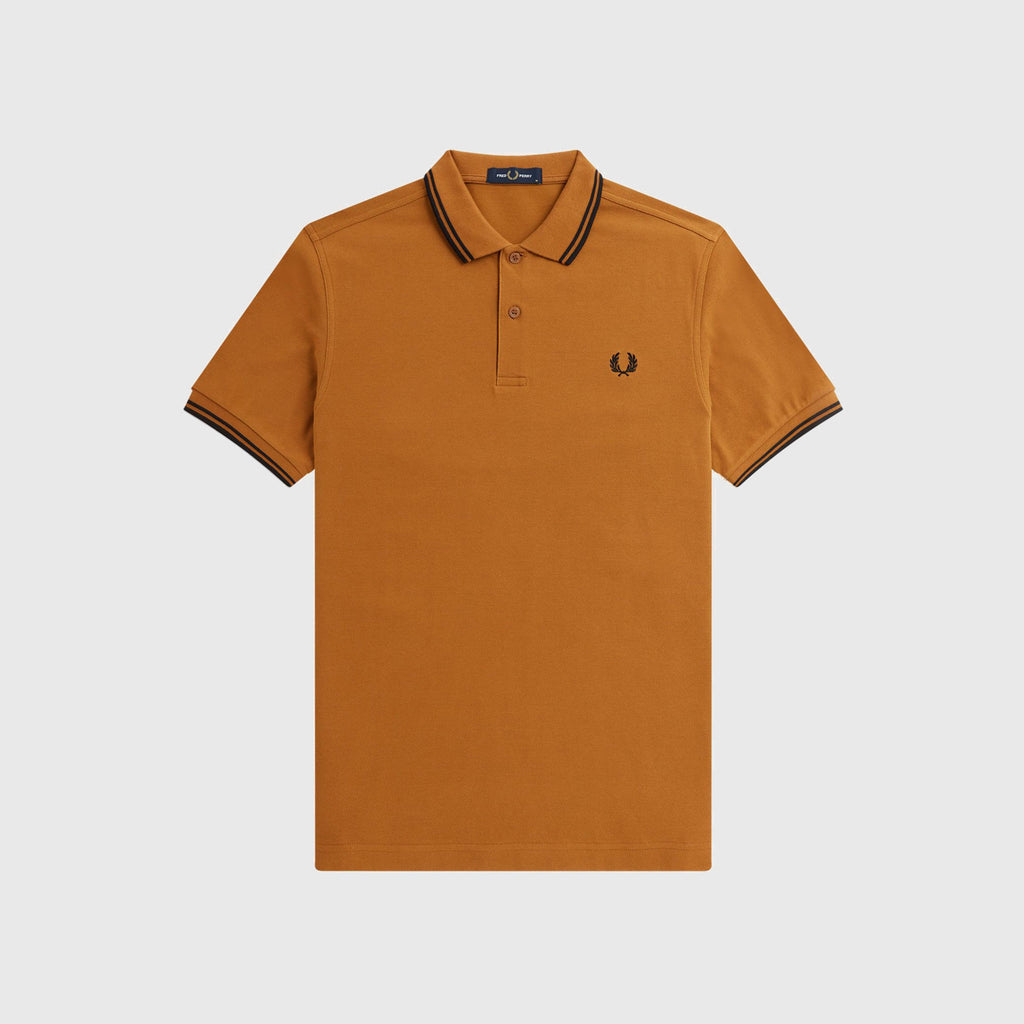 Fred Perry Twin Tipped Fred Perry Shirt - Dark Caramel / Black / Black - Front