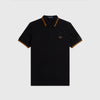 Fred Perry Twin Tipped Polo Shirt - Black / Dark Caramel - Front