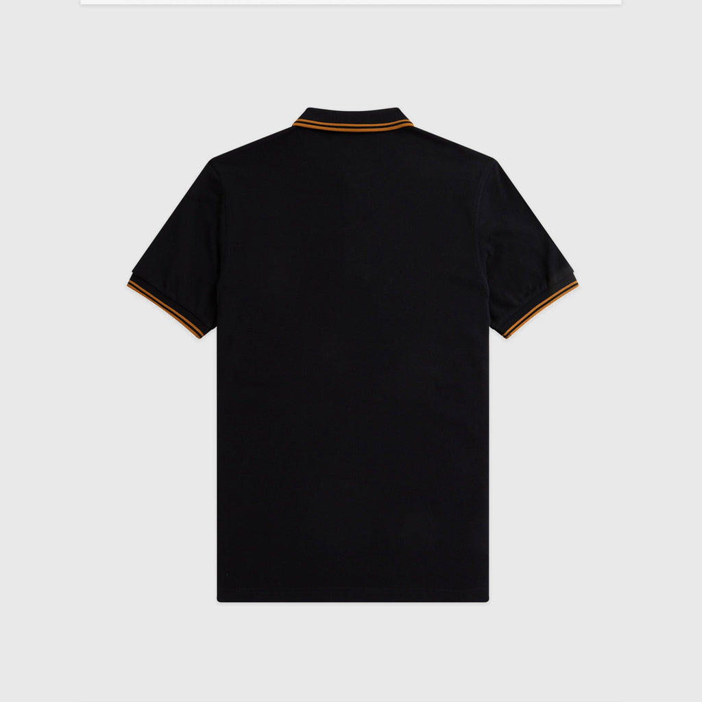 Fred Perry Twin Tipped Polo Shirt - Black / Dark Caramel - Back