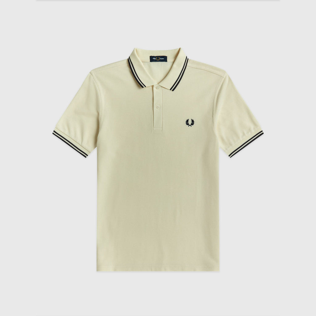 Fred Perry Twin Tipped Polo Shirt - Ecru / Dark Graphite - Front